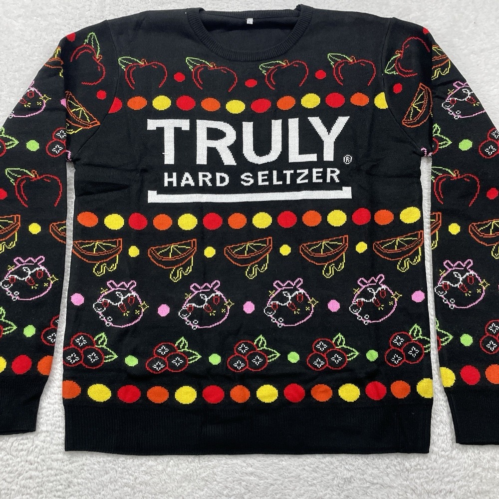 Truly Hard Seltzer Adult Large Sweater Multicolor Ugly‎ Christmas NWOT Holiday
